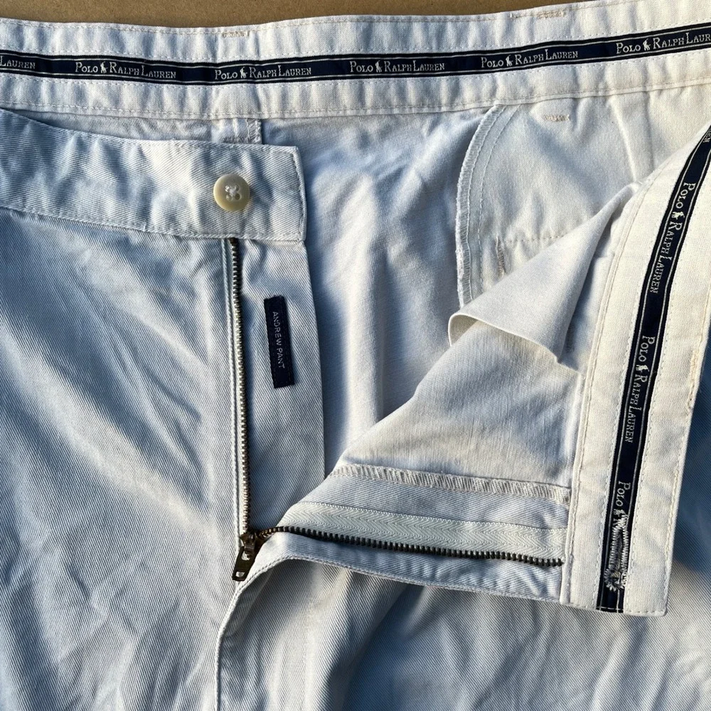 Vintage Polo Ralph Lauren Andrew Pants Men 40x30 White Pleated Chino Made In USA